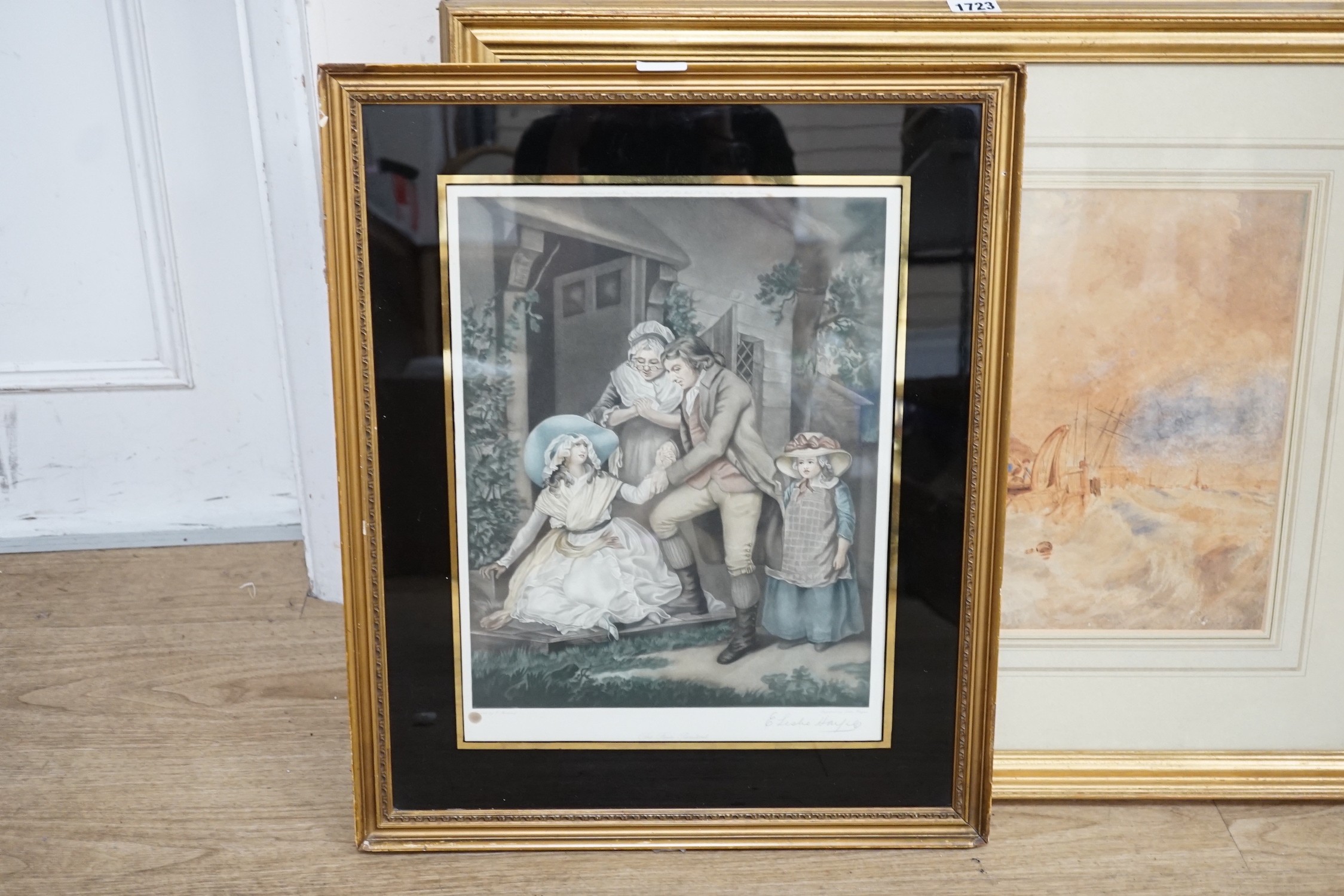 E. Leslie Haynes after Morland, colour mezzotint, 'The Fair Penitent', signed in pencil, 35 x 28cm